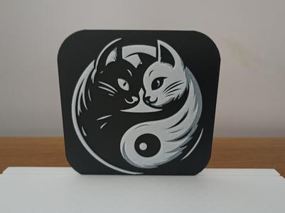 two cats together coaster hueforge