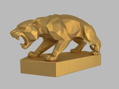 Geometric Panther Sculpture - 3D Printable Low Poly STL for Modern Decor