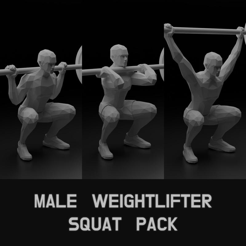 Squat Phases pack – LowPoly Male Lifter