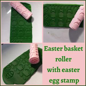 EASTER BASKET TEXTURED  ROLLERS - EMBOSSED, DEBOSSED - FOR COOKIES, PASTRY, PLAYDOUGH AND FONDANT