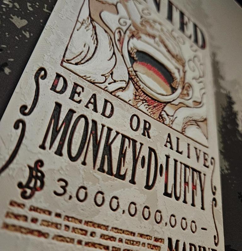 HueForge Luffy Gear 5 Bounty Poster 