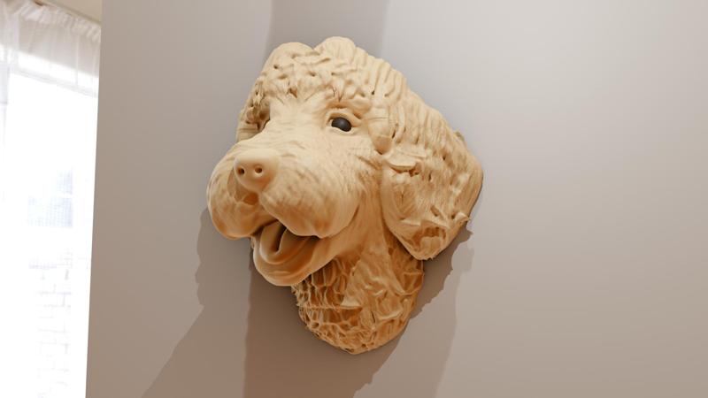 golden doodle head wall mount mouth open stl