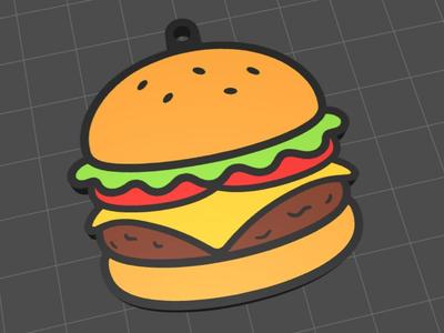 Burger - keychain - Color & B&W