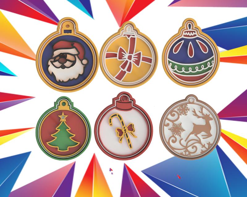 SET 6 CALLET CUTTERS Christmas Ball Ornaments Pack#1