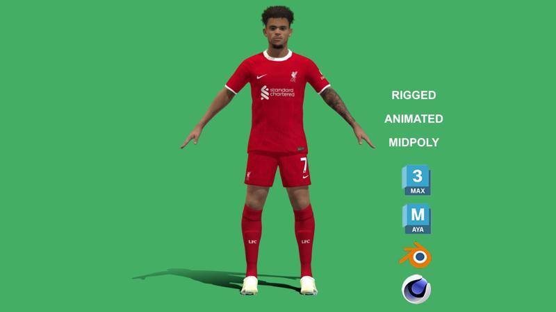 3D Rigged Luis Diaz Liverpool 2024