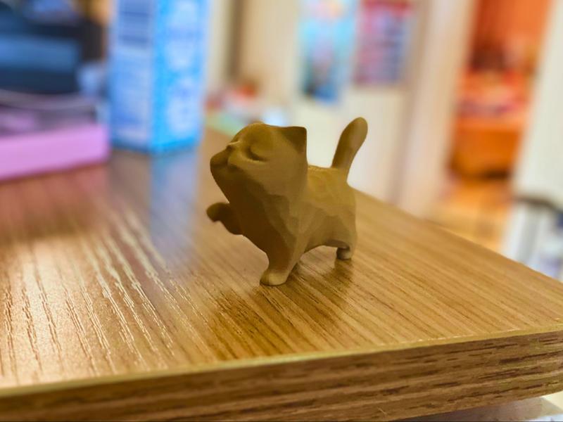 Adorable cat wood carving ornament