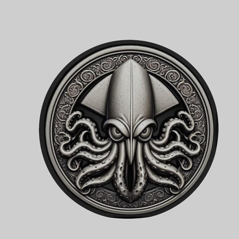 Squid Animal Head Squid Animal Medallion for CNC Router Laser & 3D Printer