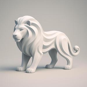 Minimalist Abstract Lion Statue