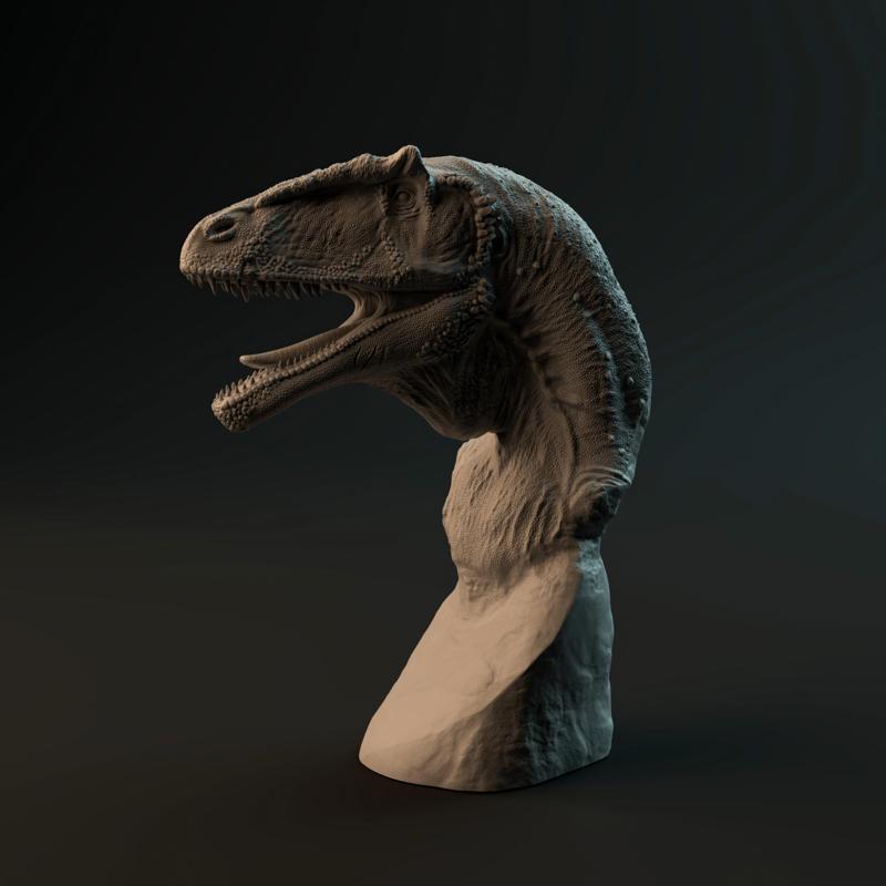 Carcharadontosaurus bust - pre-supported dinosaur head