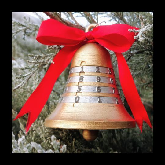 Christmas bell cryptex with your own code and hidden compartment.