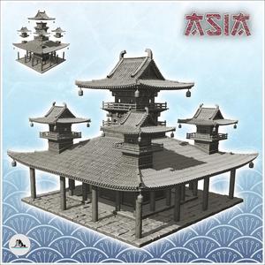 Asian palace with five towers and large roof (28) - Asia Terrain Clash of Katanas Tabletop RPG terrain China Korea