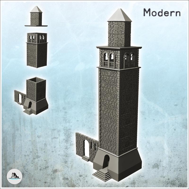 Large stone tower with adjoining wall (dice tower version included) (5) - World War Two Second WWII Front Eastern Western Axis Allied