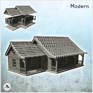 Long modern house with column awning and wooden fence (7) - Cold Era Modern Warfare Conflict World War 3 RPG  Post-apo