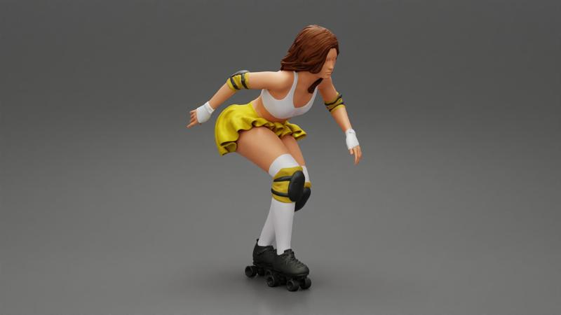 roller derby girl rolling fast