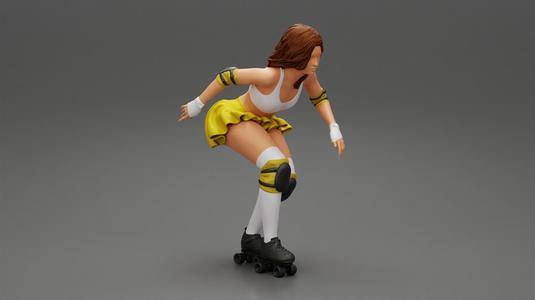 roller derby girl rolling fast