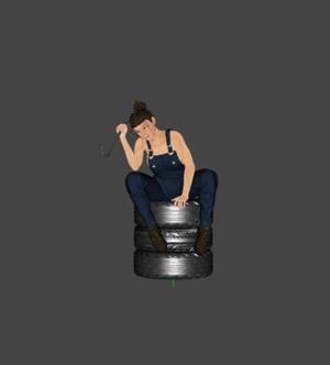 Sexy Mechanic Girl  with tire