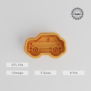 Saloon Car Shape Cutter & Stamp Set, Family Car Cookie Fondant Tools, S/M/L Sizes in 6 Pieces, Perfect for Baking & Decorating PRODUCT_3261