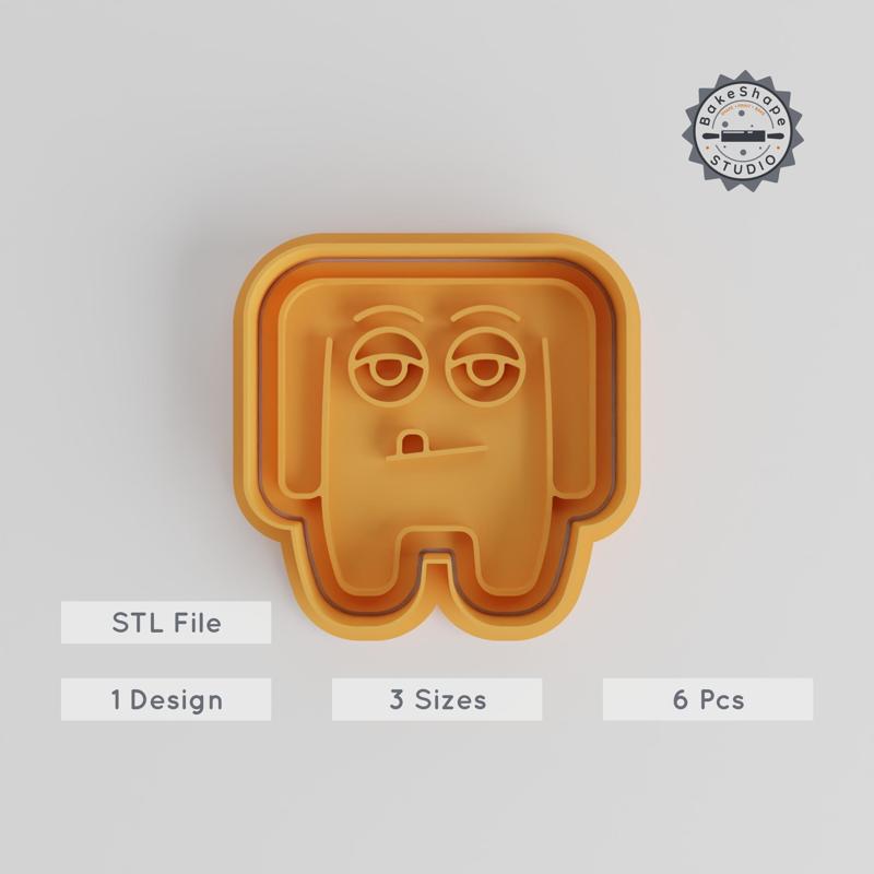 High Shoulders Monster Cookie Cutter & Stamp Set, Cartoon Creature Design, 6 Pieces, 3 Sizes S/M/L, Perfect for Cookies & Fondant PRODUCT_3018