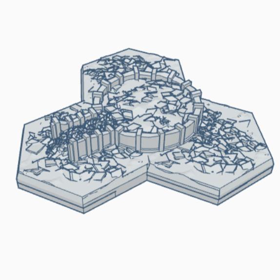 Modern Destroyed Grain Silo with Hex Base MDHB023