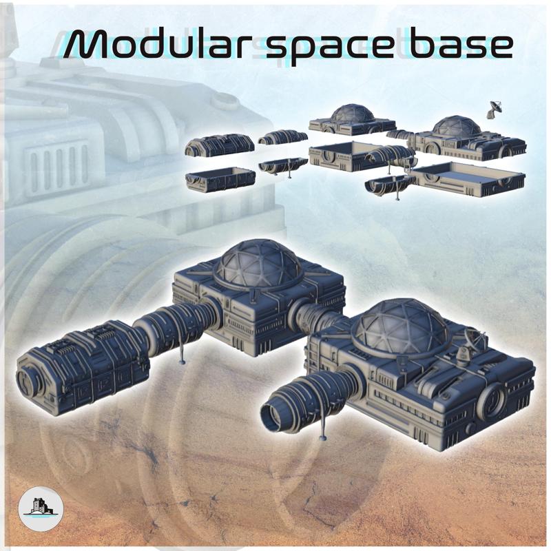 Modular space base with domed living quarters (1) - Future Sci-Fi SF Infinity Terrain Tabletop Scifi