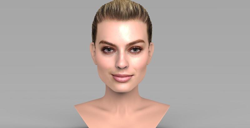 Margot Robbie bust for full color 3D printing