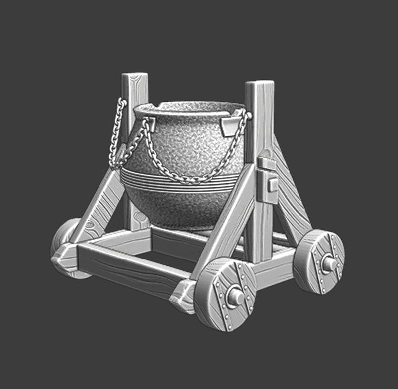 Medieval oil boiler for castle defence