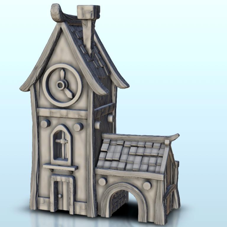 Medieval bell tower with portico 9 - Medieval scenery terrain wargame