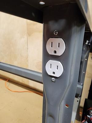 Tennsco workbench shop table flared leg outlet box single gang