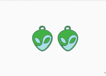alien hoop earring key ring pendant charm earring