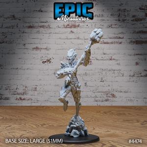 Earth Elemental Female Attack ‧ DnD Miniature ‧ Tabletop Miniatures ‧ Gaming Monster ‧ 3D Model ‧ RPG ‧ DnDminis ‧ STL FILE