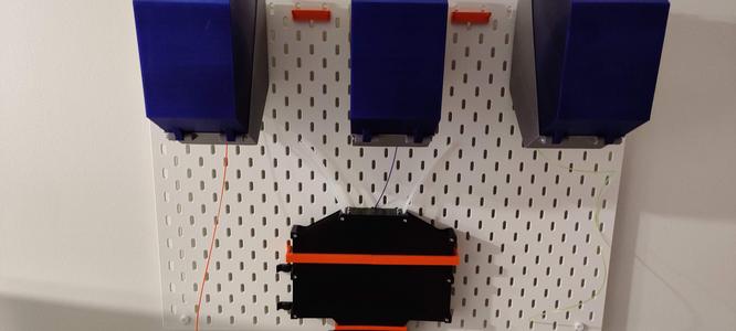 IKEA SKÅDIS wall storage: Filament buffer and drybox mounts