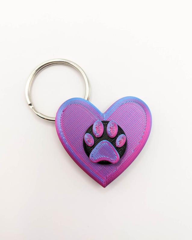 Heart Paw Fidget Spinner Keychain