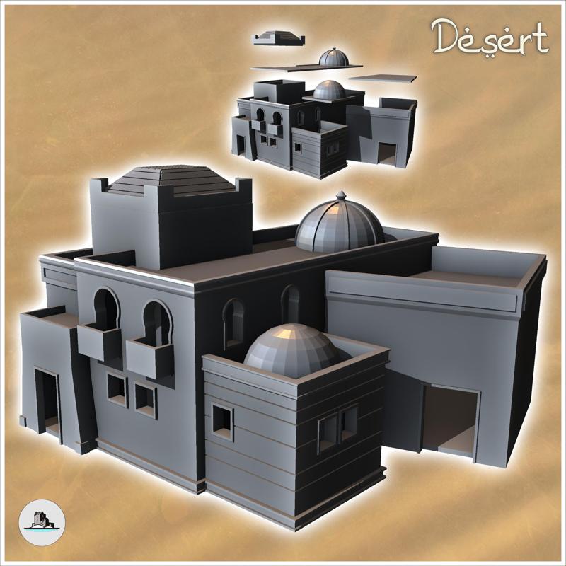 Desert house with roof domes and multiple terraces (11) - Medieval Gothic Feudal Old Archaic Saga 28mm 15mm RPG