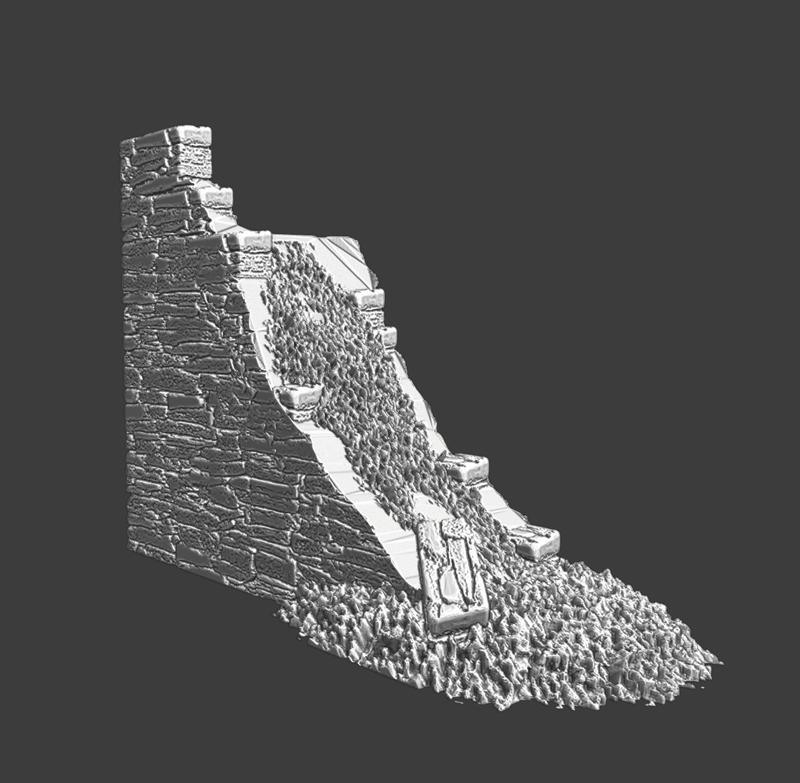 Destroyed wall end - Medieval modular castle model