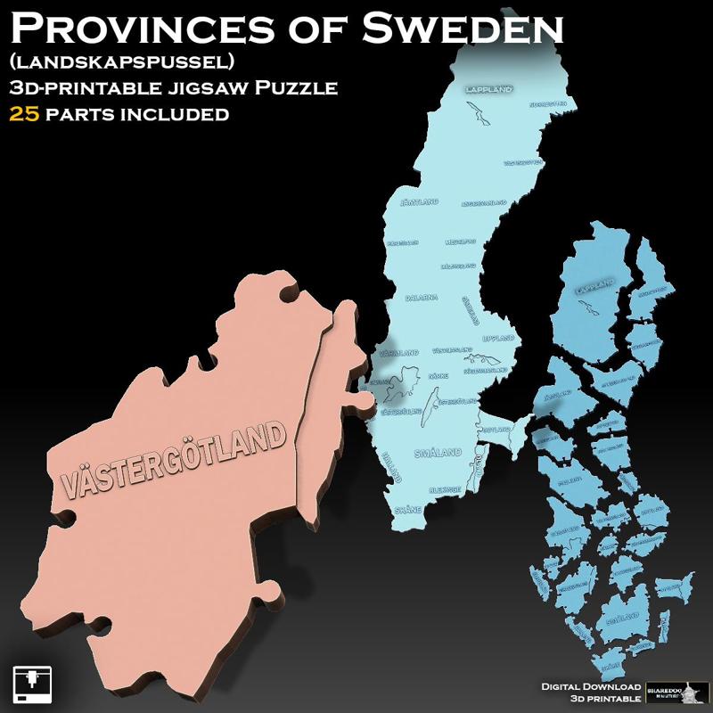 Jigsaw Puzzle Provinces of Sweden