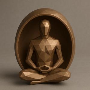 Geometric Meditation Statue in Protective Dome – 3D Printable Zen Art