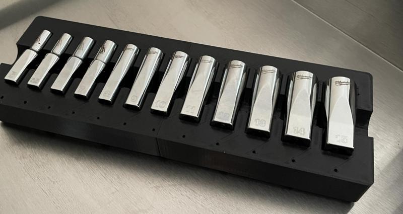 Gridfinity Milwaukee long sockets  1/4"