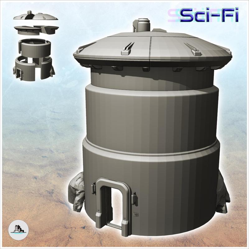 Futuristic tower with spherical roof built on rock (5) - Future Sci-Fi SF Post apocalyptic Tabletop Scifi Wargaming Planetary exploration RPG Terrain