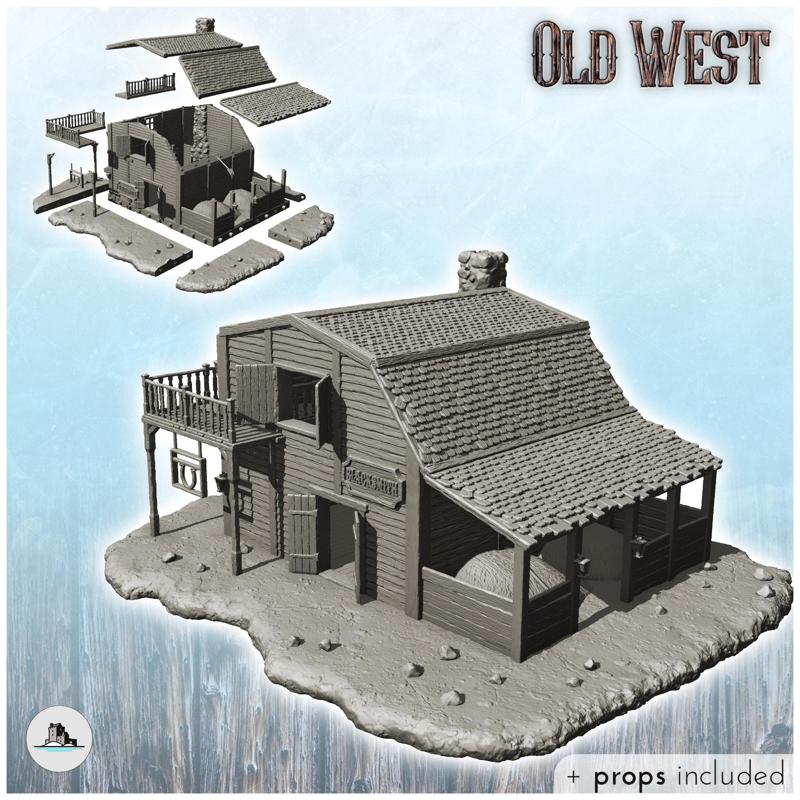 Farrier's workshop with barn and balcony (+ props) (26) - Cowboy USA America ACW American Civil War History Historical