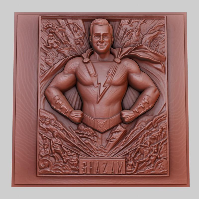 Shazam! 3d printer relief medallion obj stl