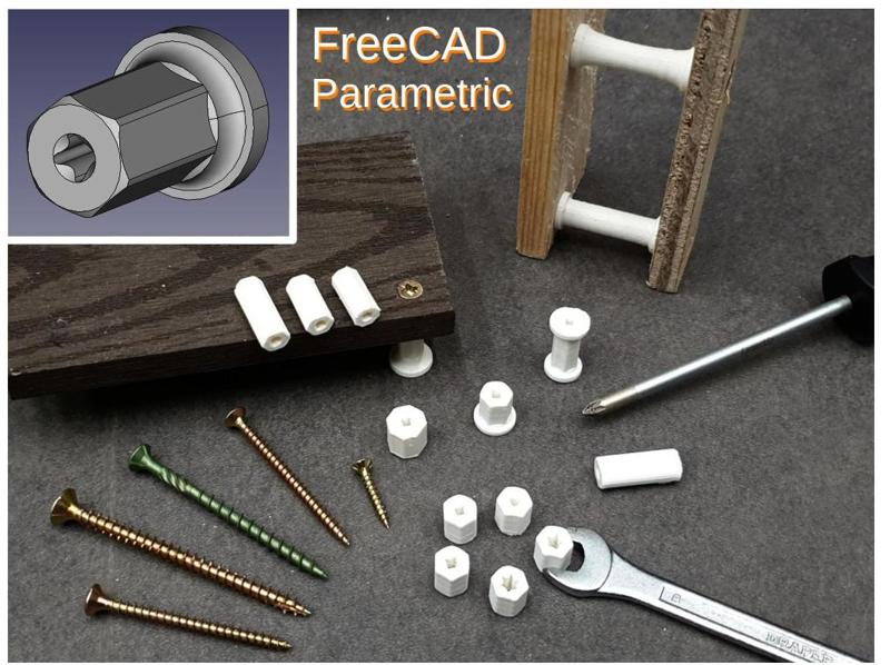 Spacer / Stand-off / Foot / Leg - for self-tapping screws - FreeCAD Parametric