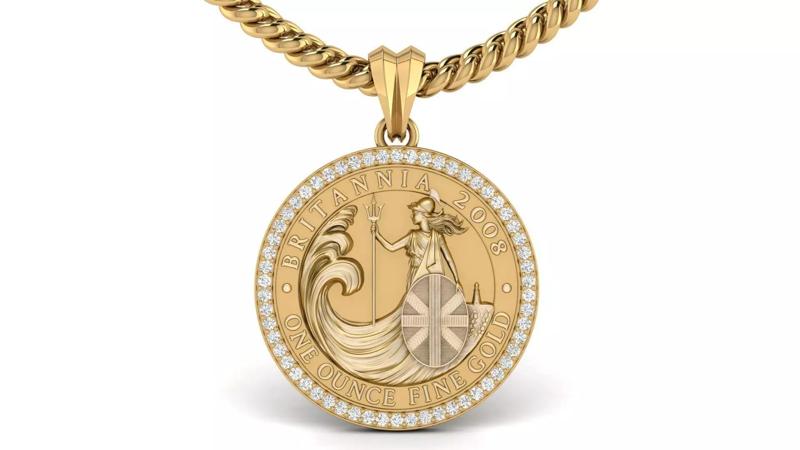 2008 1oz Britannia Bullion Coin Diamond Pendant
