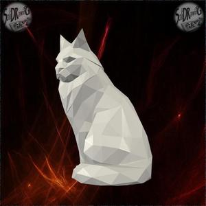 Low Poly Geometric Cat Statue – SoliDRawinGs SG1007
