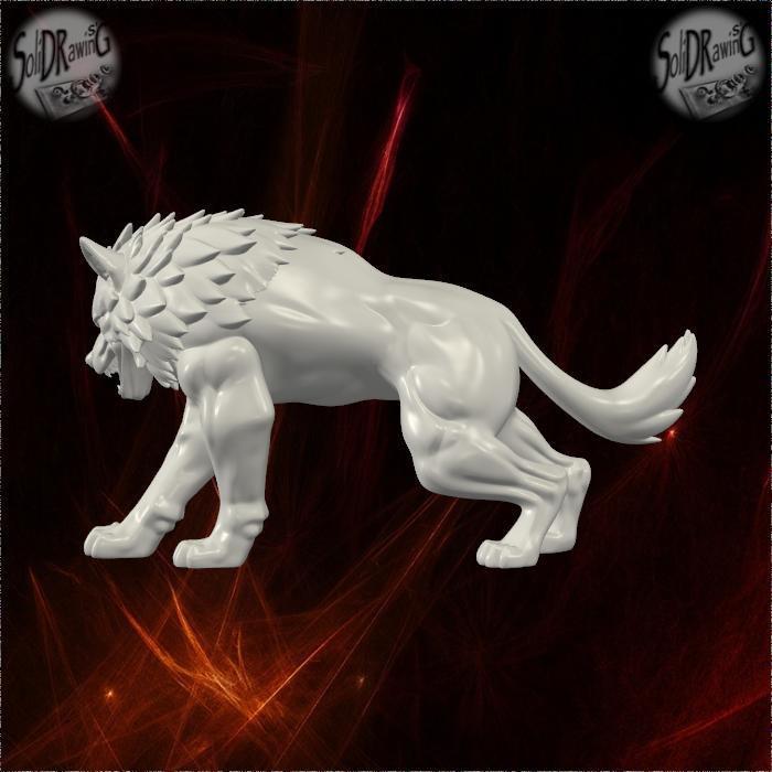 Aggressive Snarling Wolf Statue – SoliDRawinGs SG988