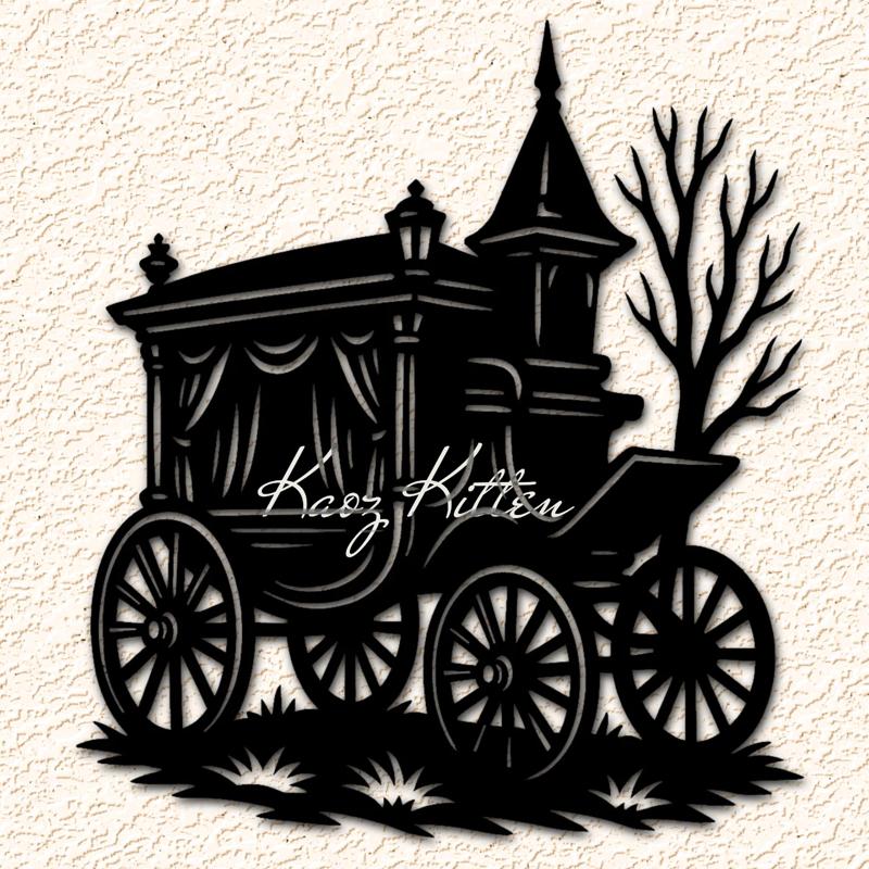 Eerie Haunted Carriage Wall Art Home Decor