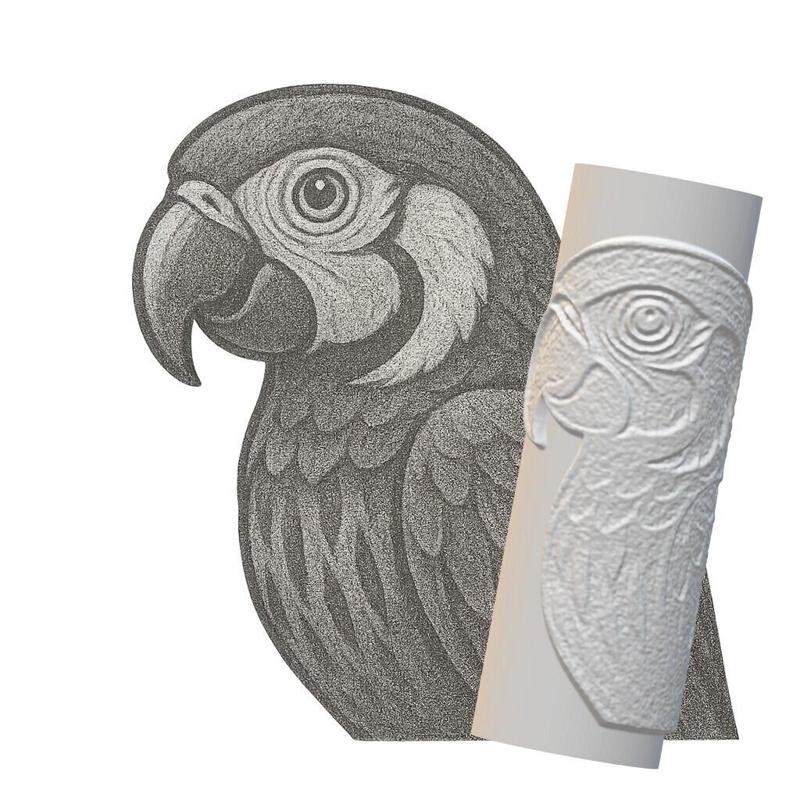 Parrot | Embossed Roller for Clay | Tropical Bird 3D Print Design