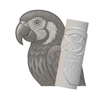 Parrot | Embossed Roller for Clay | Tropical Bird 3D Print Design