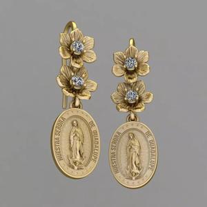 Our Lady of Guadalupe organic flowers earrings 3D print model