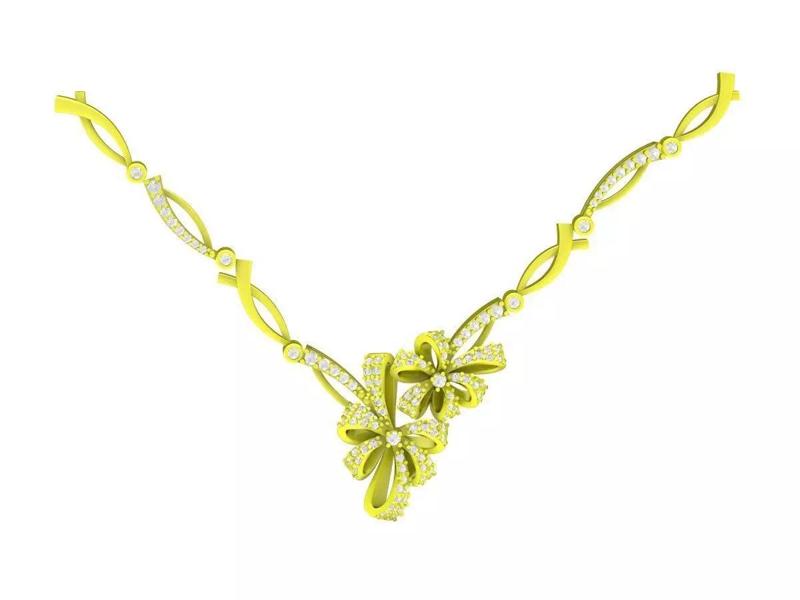 6593 Jewelry Art Gold Flower Women Necklace