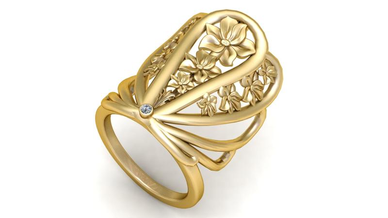 JASMINE FLOWER DESIGN RING 3D PRINTABLE MODEL